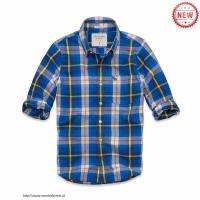 heren abercrombie fitch plaid lang overhemd moose logo blauw geel wit Store Groningen duyig967